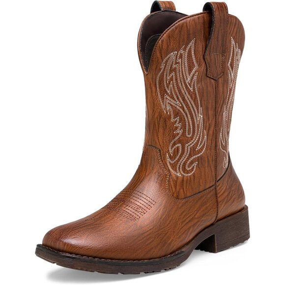 Other - Jousen Mens Amy8420-lightbrown Embroidery Retro Square Toe Chunky Heeled Boots